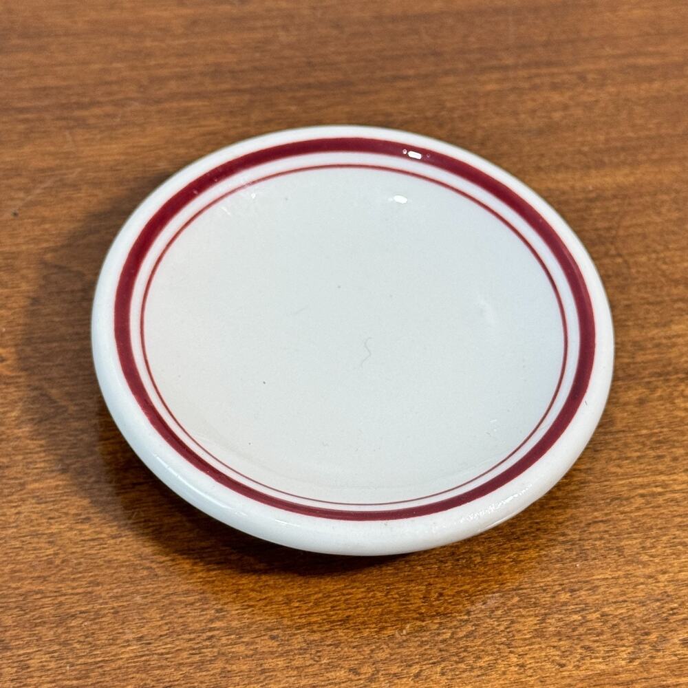 Vintage Restaurant Ware Butter Pat Red Band Chunky Plate 3" R92